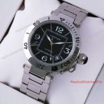 Pasha de Cartier replica watch Stainless Steel Black Dial